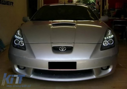 LED DRL Фарове подходящи за Toyota Celica T230 (1999-2005) Angel Eyes Черен-image-6073969