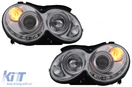 LED DRL Фарове подходящи за Mercedes CLK W209 C209 Купе A209 Кабрио (2003-2010) Хром-image-6093975