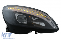 LED Első lámpa Mercedes C-osztály W204 S204 (2007-2010) modellekhez, fekete, dinamikus irányjelző-image-6078545