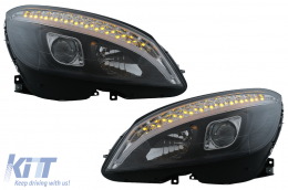 LED Első lámpa Mercedes C-osztály W204 S204 (2007-2010) modellekhez, fekete, dinamikus irányjelző-image-6078546