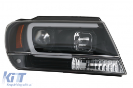 
LED első lámpák Jeep Grand Cherokee (1999-2004) modellekhez, fénycső, fekete-image-6068541