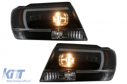 
LED első lámpák Jeep Grand Cherokee (1999-2004) modellekhez, fénycső, fekete-image-6068545