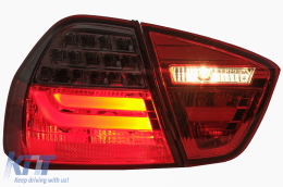 LED Hátsó lámpák BMW 3 Series E90 (2005-2008) LED Light Bar LCI Design Piros/sötétített-image-6033449