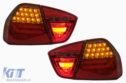 LED Hátsó lámpák BMW 3 Series E90 (2005-2008) LED Light Bar LCI Design Piros/sötétített-image-6087425