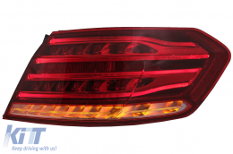 LED hátsó lámpák Mercedes E-osztály W212 facelift (2013-2016) modellekhez, dinamikus irányjelző, piros átlátszó -image-6090856