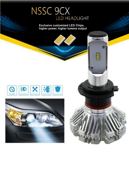 LED Headlight Bulbs H7, 6000K, Can-Bus CSP Chips 360, 60 W, 3000 Lumens,  Fanless Solid Aluminum 