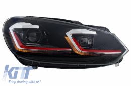 LED Headlights and Taillights suitable for VW Golf 6 VI (2008-2013) With Facelift G7.5 GTI Look Red Flowing Dynamic Sequential Turning Lights LHD-image-6052828