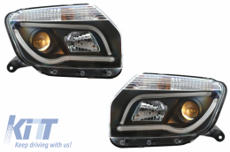 LED Headlights suitable for Dacia Duster I (2009-2014) Tube Light Bar Black Edition-image-6041270