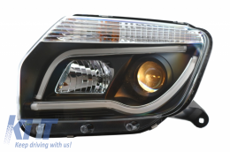 LED Headlights suitable for Dacia Duster I (2009-2014) Tube Light Bar Black Edition-image-6041271