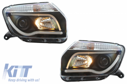 LED Headlights suitable for Dacia Duster I (2009-2014) Tube Light Bar Black Edition-image-6041272