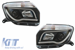 LED Headlights suitable for Dacia Duster I (2009-2014) Tube Light Bar Black Edition-image-6041276