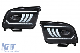 LED Headlights suitable for Ford Mustang V Pre-Facelift (2005-2009) Black Dynamic Sequential Turning Lights-image-6107219