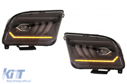 LED Headlights suitable for Ford Mustang V Pre-Facelift (2005-2009) Black Dynamic Sequential Turning Lights-image-6107222