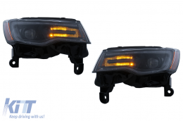 LED Headlights suitable for Jeep Grand Cherokee IV WK2 Facelift (2014-2020) Dynamic Turning Lights and Start-up Display-image-6110610