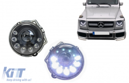 LED Headlights suitable for Mercedes G-Class W463 (1989-2012) Bi-Xenon Design Black-image-6073072