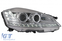 LED Headlights suitable for Mercedes S-Class W221 (2005-2009) Facelift Look with Sequential Dynamic Turning Lights-image-6081106