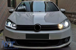 LED Headlights suitable for VW Golf 6 (2008-2013) with Facelift G7.5 Look Black Flowing Dynamic Sequential Turning Lights LHD-image-6088399