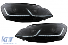 LED Headlights suitable for VW Golf 7 VII (2012-2017) Black Facelift G7.5 Design with Sequential Dynamic Turning Lights - HLVWG7FB