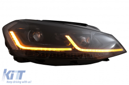 LED Headlights suitable for VW Golf 7 VII (2012-2017) Black Facelift G7.5 Design with Sequential Dynamic Turning Lights-image-6105940