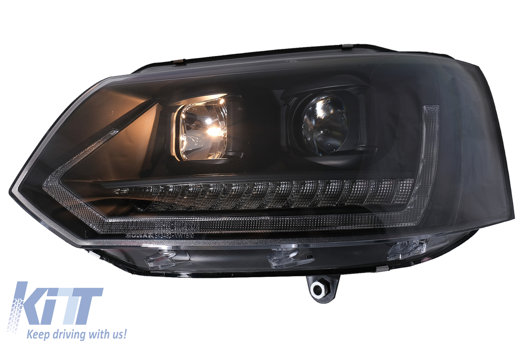 LED Headlights Tube Light DRL suitable for VW Transporter T5 (2010-2015)  Dynamic Sequential Turning Light Black 