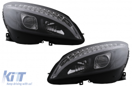 LED Headlights Tube Light suitable for Mercedes C-Class W204 S204 (2007-2010) Black with Sequential Dynamic Turning Lights-image-6078549