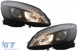 LED Headlights Tube Light suitable for Mercedes C-Class W204 S204 (2007-2010) Black with Sequential Dynamic Turning Lights-image-6078552