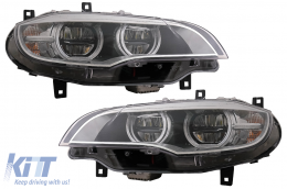 LED Headlights Xenon Angel Eyes 3D Dual Halo Rims suitable for BMW X6 E71 (2008-2012)-image-6083041