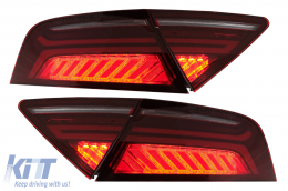 LED Light Bar Taillights suitable for Audi A7 4G (2010-2014) Facelift Design Cherry Red Smoke-image-6013391