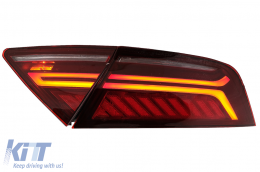 LED Light Bar Taillights suitable for Audi A7 4G (2010-2014) Facelift Design Cherry Red Smoke-image-6013392