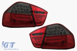 LED Luci posteriori per BMW Serie 3 E90 2005-2008 LED Barra luminosa LCI Design rosso Fumo-image-6087433