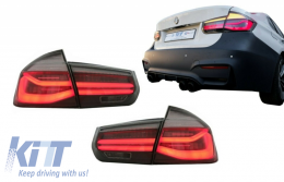 LED Taillights M Look Black Line suitable for BMW 3 Series F30 Pre LCI & LCI (2011-2019) Red Smoke Conversion to LCI Design with Dynamic Sequential Turning Light-image-6065059