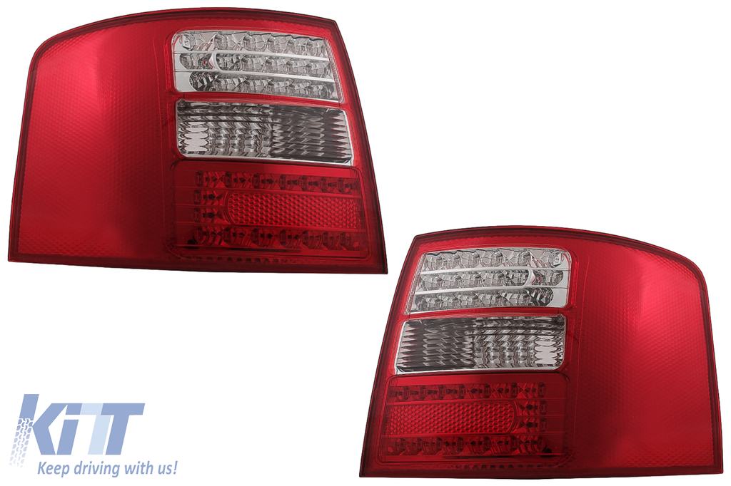 LED Taillights suitable for Audi A6 4B C5 Avant (05.1997-05.2004) Clear  Glass Red and White 