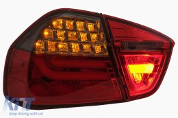 LED Taillights suitable for BMW 3 Series E90 (2005-2008) LED Light Bar LCI Design Red Smoke-image-6087426