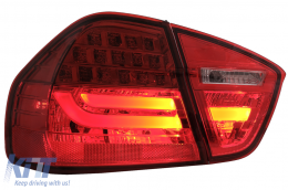 LED Taillights suitable for BMW 3 Series E90 (2005-2008) LED Light Bar LCI Design Red Clear-image-6087075