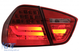 LED Taillights suitable for BMW 3 Series E90 (2005-2008) LED Light Bar LCI Design Red Clear-image-6087076