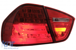 LED Taillights suitable for BMW 3 Series E90 (2005-2008) LED Light Bar LCI Design Red Clear-image-6087081