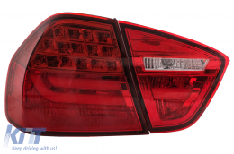 LED Taillights suitable for BMW 3 Series E90 (2005-2008) LED Light Bar LCI Design Red Clear-image-6087088