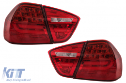 LED Taillights suitable for BMW 3 Series E90 (2005-2008) LED Light Bar LCI Design Red Clear-image-6087089