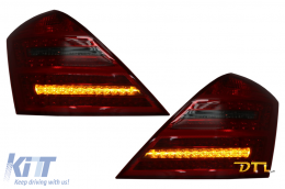 LED Taillights suitable for Mercedes S-Class W221 (2005-2009) Red Smoke with Dynamic Sequential Turning Signal-image-6089794