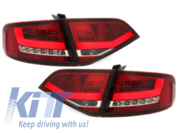 LED Taillights with Rear Diffuser and Exhaust Tips suitable for Audi A4 B8 8K Limousine (2007-2010) Red Clear RS4 Design-image-6055707