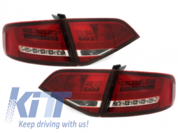 LED Taillights with Rear Diffuser and Exhaust Tips suitable for Audi A4 B8 8K Limousine (2007-2010) Red Clear RS4 Design-image-6055708