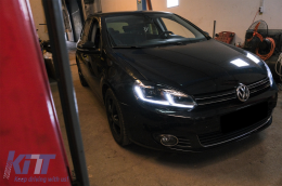 LED Фарове , подходящи за VW Golf 6 VI (2008-2013) с Facelift G7.5 Look Сребърен Flowing Динамичен Sequential Въртящи се светлини-image-6070442