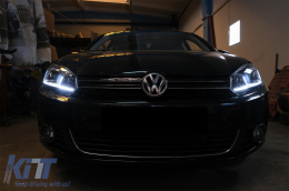 LED Фарове , подходящи за VW Golf 6 VI (2008-2013) с Facelift G7.5 Look Сребърен Flowing Динамичен Sequential Въртящи се светлини-image-6070443