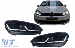 LED Фарове , подходящи за VW Golf 6 (2008-2013) с Facelift G7.5 Look Черен Flowing Динамичен Sequential Въртящи се светлини LHD-image-6089053