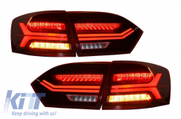 Задни светлини LED, подходящи за VW Jetta Mk6 VI (2012-2014) Динамичен течащи мигачи Червен дим-image-6020985