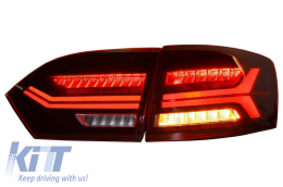 Задни светлини LED, подходящи за VW Jetta Mk6 VI (2012-2014) Динамичен течащи мигачи Червен дим-image-6020987