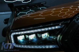 Фарове LED светлинна лента Динамичен начален дисплей, подходящ за Ford Ranger Raptor (2015-2020) LHD изцяло Черен корпус с последователни Динамичен Въртящи се светлини Matrix проектор-image-6089077