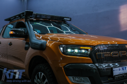 Фарове LED светлинна лента Динамичен начален дисплей, подходящ за Ford Ranger Raptor (2015-2020) LHD изцяло Черен корпус с последователни Динамичен Въртящи се светлини Matrix проектор-image-6089081