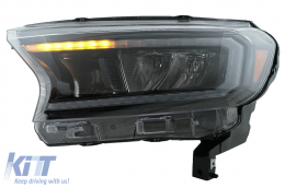 Фарове LED светлинна лента подходяща за Ford Ranger (2015-2020) LHD пълен Черен корпус с последователни Динамичен Въртящи се светлини-image-6078832