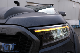 Фарове LED светлинна лента подходяща за Ford Ranger (2015-2020) LHD пълен Черен корпус с последователни Динамичен Въртящи се светлини-image-6091452